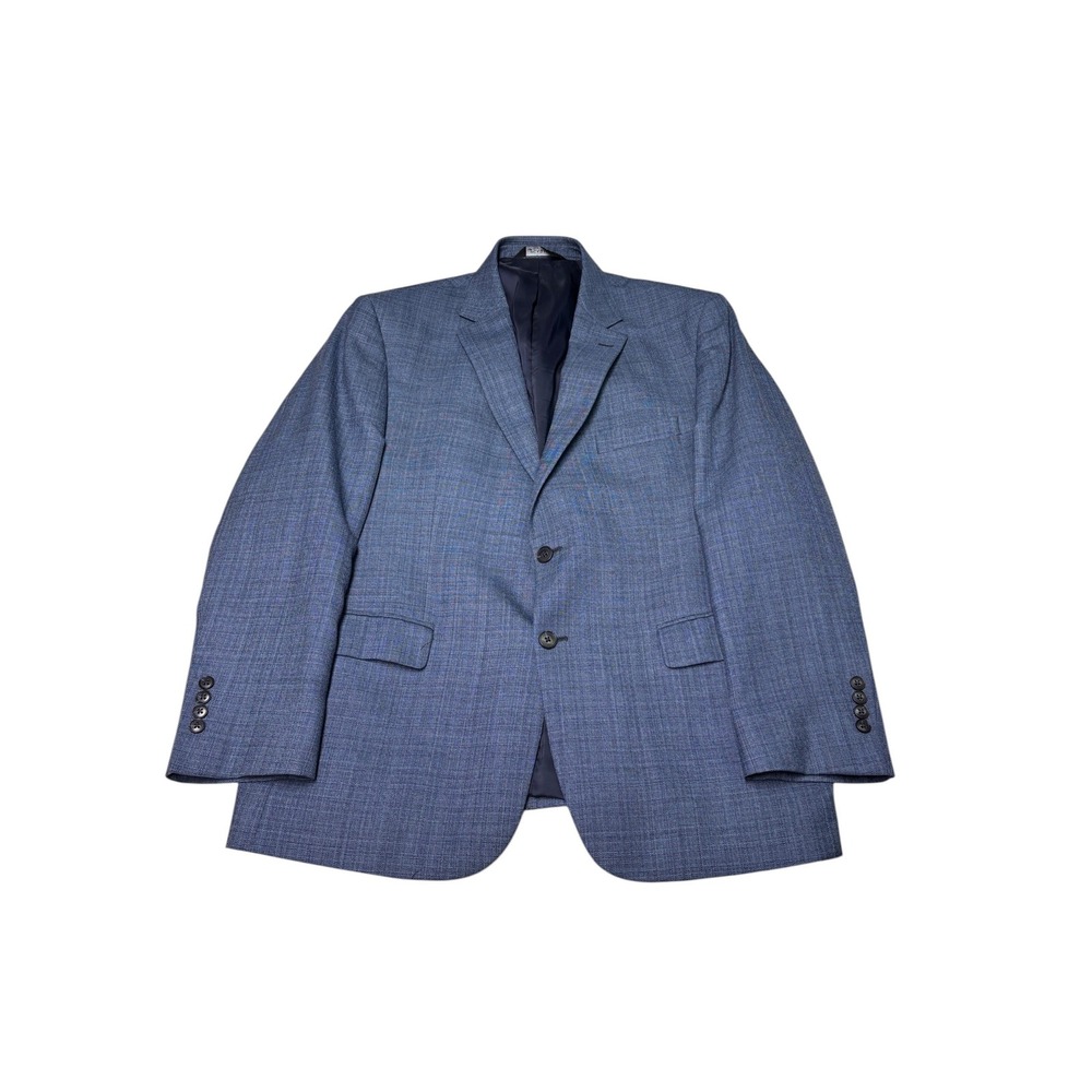 Jos A Bank Traveler Mens 46R Blue Glen Plaid 100%‎ Wool Tailored Fit Blazer
